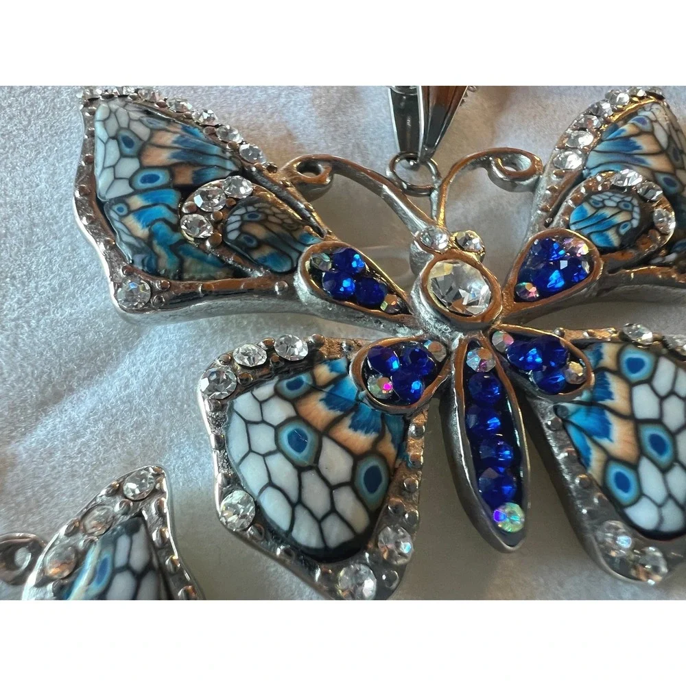 SS Butterfly Necklace Earring Set 22